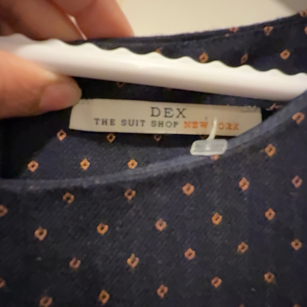 Dex Navy Dress with White Polka Dots - Picture 5 of 5